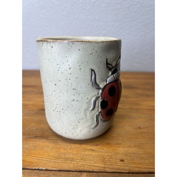 Anthropologie 3D Ladybug Mug Raised Red Insect Ceramic Speckled Pottery Cup - Picture 4 of 6